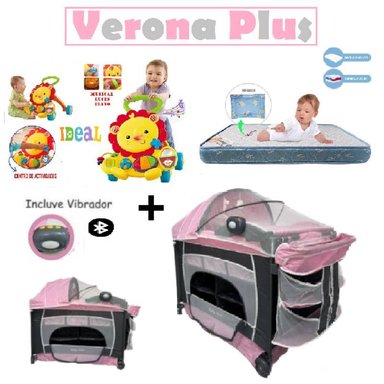 CUNA VERONA PLUS -COLCHON A- ANDADOR LEON- ROSA