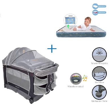CUNA CORRAL VIBRADOR VERONA-COLCHON AZUL