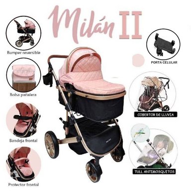 COCHE MOISES MILAN II BABY - ROSADO