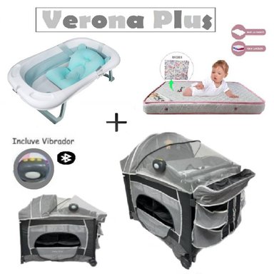 CUNA VERONA PLUS VIBRADOR -BAÑERA C-COLCHON R-PLOMO