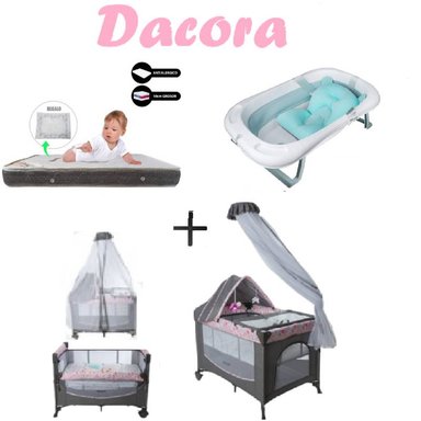 CUNA CORRAL DACORA-COLCHON P-BAÑERA C-ROSADO