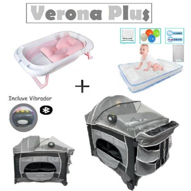 CUNA VERONA PLUS VIBRADOR -BAÑERA R-COLCHON C-PLOMO