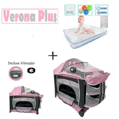 CUNA VERONA PLUS VIBRADOR-COLCHON C- ROSA