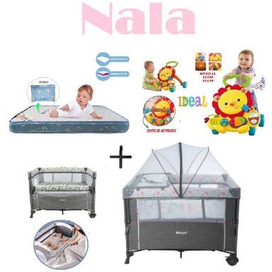 CUNA CORRAL NALA -COLCHON A-ANDADOR LEON-ROSA