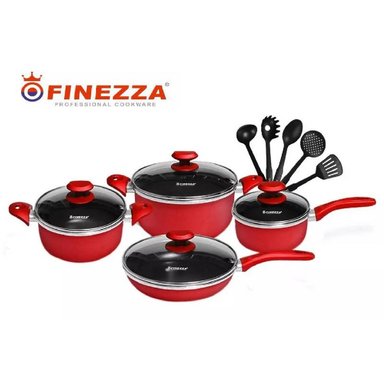 JUEGO DE OLLAS FINEZZA FZ1658 ROJO 13 PIEZAS 5 L