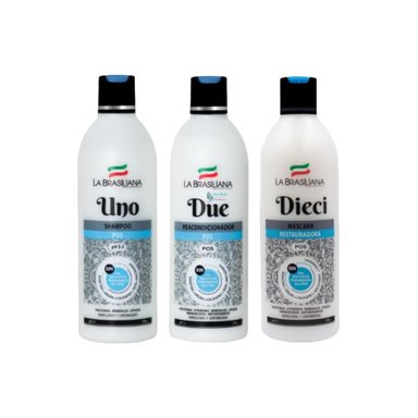 KIT SHAMPOO LA BRASILIANA POST ALISADO + ACONDICIONADOR + MASCARA DIECI - 1