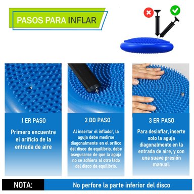 DISCO DE EQUILIBRIO CON INFLADOR PILATES YOGA FITNESS - 3