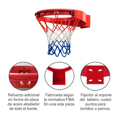 ARO DE BÁSQUET PROFESIONAL 40CM ACERO SÓLIDO - 6