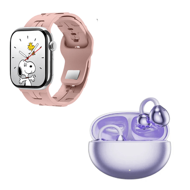 SMARTWATCH HK10 MINI PLUS + AUDÍFONOS Q87 TIPO ARETE LILA