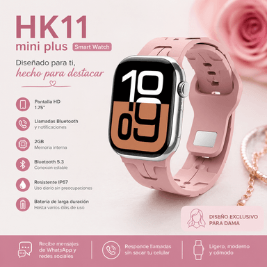 PACK SMARTWATCH HK11 MINI PLUS + AUDÍFONOS BLUETOOTH + FUNDA - 2