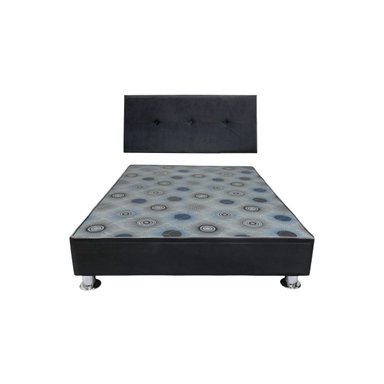 CAMA TAPIZADA CON SABANERA  QUEEN PLZ - COLOR NEGRO - 1