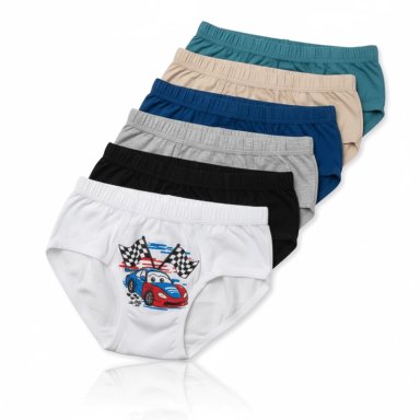 TRUSA ALGODÓN PIMA NIÑO AZUL ESTAMPADOS 6 UNIDADES