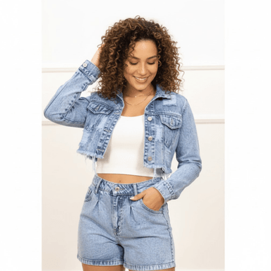 BOLERO DENIN RASGADO HIELO- DAMA