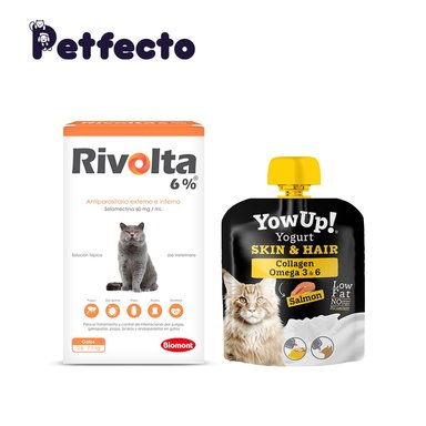 RIVOLTA 6% + 1 YOGURT PARA GATOS YOWUP SKIN Y HAIR GATOS 85GR