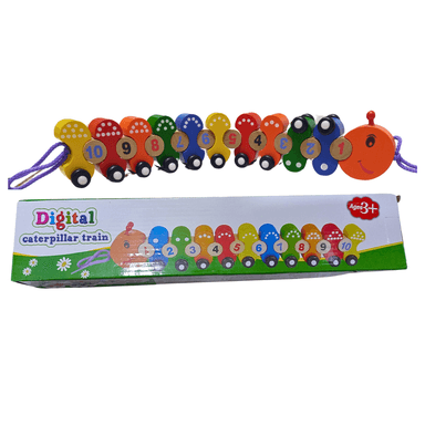 GUSANO TREN DE MADERA CON PASADO Y RUEDAS