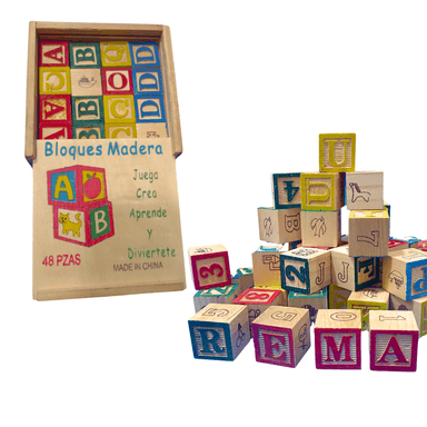CUBOS DIDÁCTICOS ABC DE MADERA 48 PIEZAS