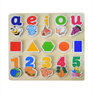 ROMPECABEZAS DE VOCALES NÚMEROS Y FIGURAS GEOMÉTRICAS ALTO RELIEVE ENCAJE