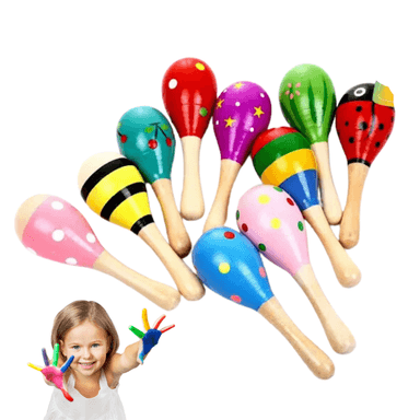 MARACA DE MADERA UN PAR JUGUETE DIDÁCTICO DE COLORES NIÑOS