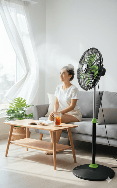 VENTILADOR BOSSKO BK-8314VC 140W 16' PEDESTAL 5 ASPAS VERDE - 2