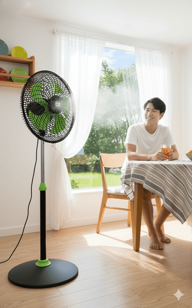 VENTILADOR BOSSKO BK-8314VC 140W 16' PEDESTAL 5 ASPAS VERDE - 3
