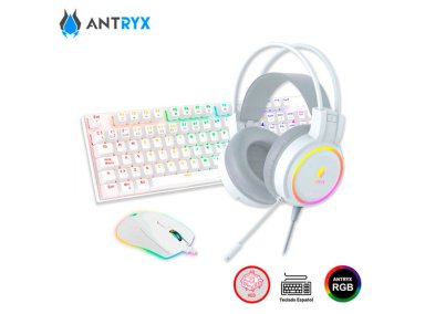 KIT GAMING ANTRYX GC-3100 X3 WHITE, TECLADO SWITCH RED, MOUSE, AURICULARES - 1