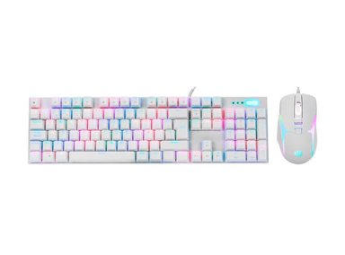 KIT GAMING HALION DAMON HA-863C WHITE, TECLADO + MOUSE, SWITCH RED, RGB - 2