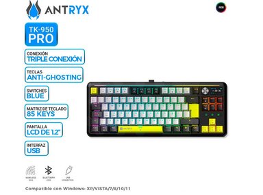 TECLADO MECANICO INALAMBRICO/BT ANTRYX TK950 PRO BLACK, SWITCH BLUE GATERON - 1