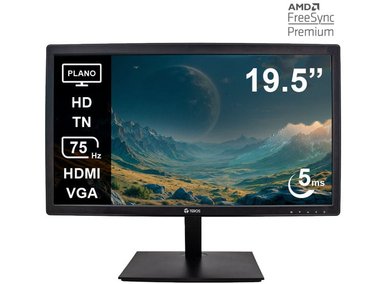 MONITOR PLANO TEROS TE-1916S, 19.5' HD TN, 75 HZ, 5MS, HDMI, VGA, AUDIO OUT, PARLANTES - 1