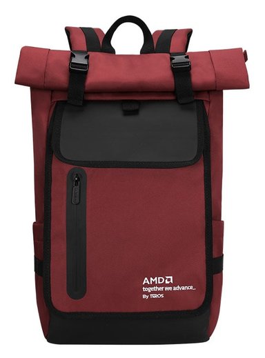 BACKPACK AMD BY TEROS TE-9042R PARA NOTEBOOKS DE HASTA 15.6', COLOR VINO RUBBY Y NEGRO