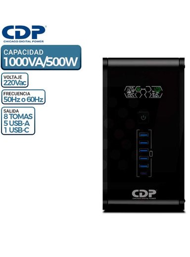 UPS INTERACTIVO CDP (CHICAGO DIGITAL POWER) R-SMART 1010I, 1000VA / 500W - 1