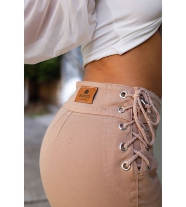 PANTALÓN JEAN MUJER BENCUS JEANS BEIGE LACE UP CEÑIDO - 5