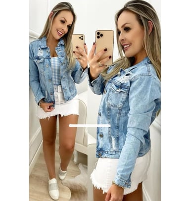 CASACA MUJER BENCUS JEANS CLÁSICO RASGADO JEAN CASUAL - 2