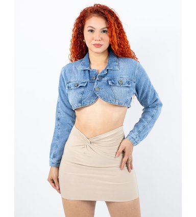 CASACA MUJER BENCUS JEANS AZUL CROP