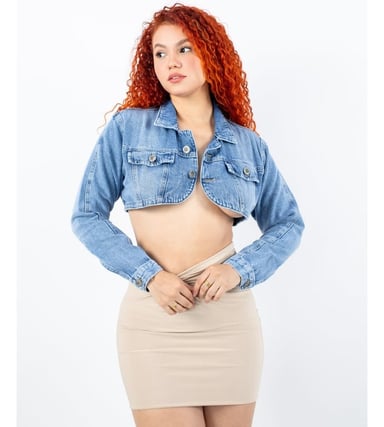 CASACA MUJER BENCUS JEANS AZUL CROP - 3