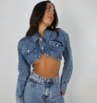 CASACA MUJER BENCUS JEANS AZUL CROP - 6