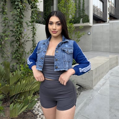 CASACA ALGODÓN CROP JEAN  MUJER - 1
