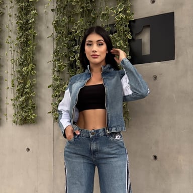 CASACA JEAN MUJER OVERSIZE CON RAYAS DEPORTIVAS - 7