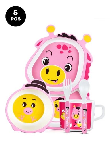 SET ALIMENTACION JIRAFA MOD11 ROSADO 5 PIEZAS