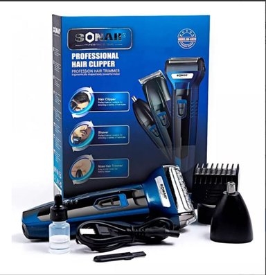 AFEITADORA SONAR 3 EN 1 RECARGABLE, CABELLO BARBA Y NARIZ