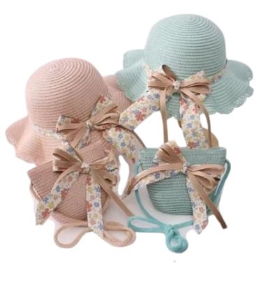 SOMBRERO FOREMANSHOP PAJA CON BOLSO LAZO NIÑAS