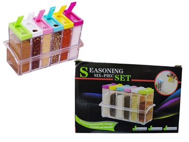 CAJA DE CONDIMENTOS JUEGO DE 6 TRANSPARENTE
