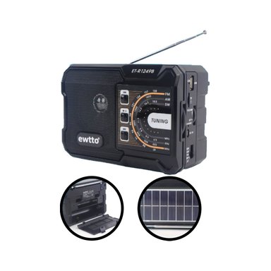 RADIO EWTTO ET-R1249BS CON PANEL SOLAR RECARGABLE Y BLUETOOTH - 1