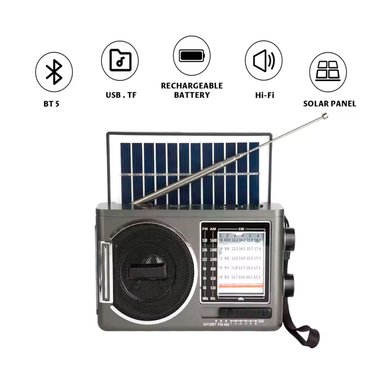 RADIO KTF-1646 PORTÁTIL PANEL SOLAR LINTERNA BLUETOOTH MULTIBANDA - 2