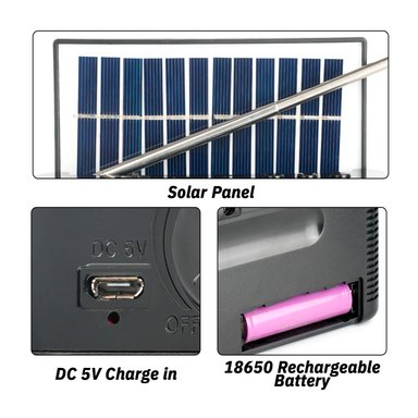 RADIO KTF-1646 PORTÁTIL PANEL SOLAR LINTERNA BLUETOOTH MULTIBANDA - 5