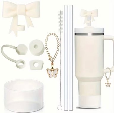 PACK DE 9 ACCESORIOS ANTIDERRAME PARA VASO QUENCHER TUMBLER H2.O 40oz - COMPATIBLE CON QUENCHER TUMBLER  40 OZ. COLOR CREMA