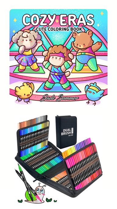 PLUMONES DUAL BRUSH PUNTA
PINCEL 120 COLORES CON ESTUCHE + LIBRO PARA COLOREAR COCOWYO  COZY ERAS - 1