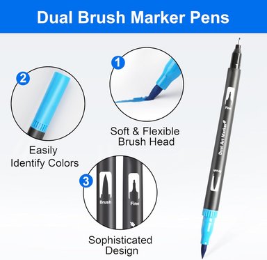 PLUMONES DUAL BRUSH PUNTA
PINCEL 120 COLORES CON ESTUCHE + LIBRO PARA COLOREAR COCOWYO  COZY ERAS - 2
