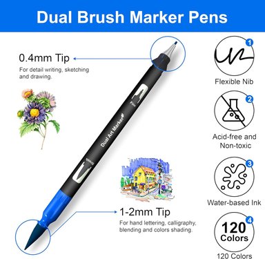 PLUMONES DUAL BRUSH PUNTA
PINCEL 120 COLORES CON ESTUCHE + LIBRO PARA COLOREAR COCOWYO  COZY ERAS - 3