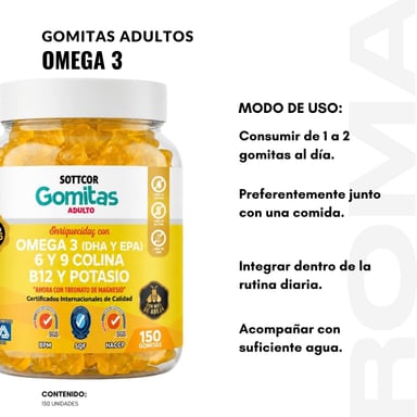 GOMITAS OMEGA 3 PARA ADULTOS 150 GOMITAS SOTTCOR LABS - 3