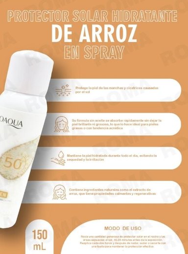 PACK 3 PROTECTOR SOLAR HIDRATANTE DE ARROZ EN SPRAY SPF50 BIOAQUA 450ML - 2